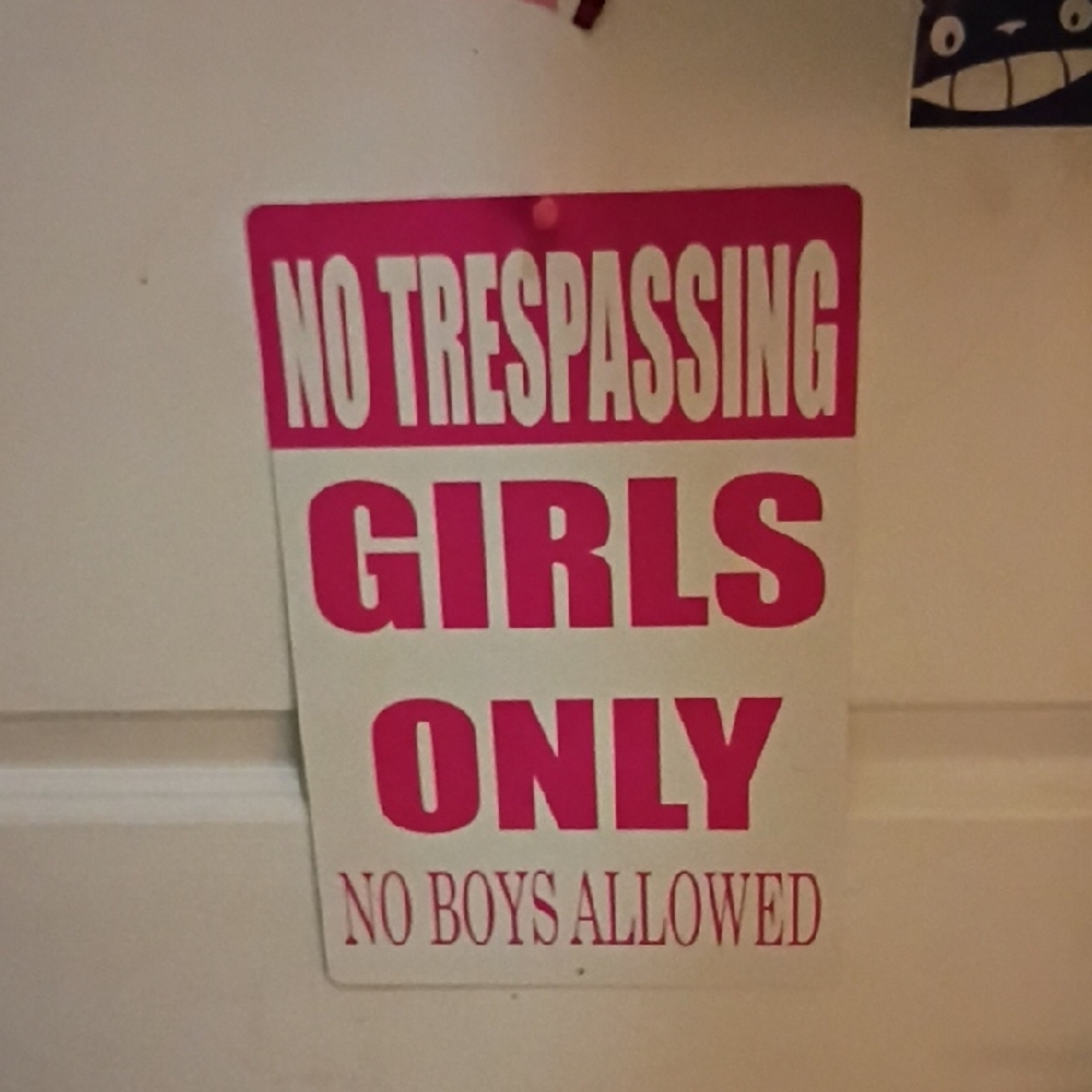 Pink and White 'No Trespassing Girls Only' Sign